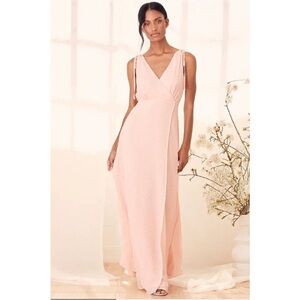 Lulu's Romantic Possibilities True Blush Swiss Dot Maxi Dress Pink Small